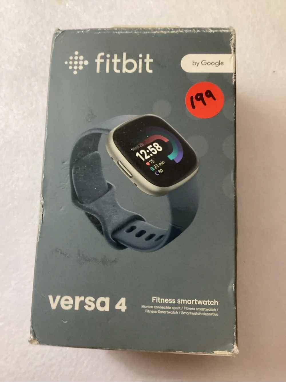 Fitbit Versa 4 Waterfall Blue Platinum Smartwatch, 39mm